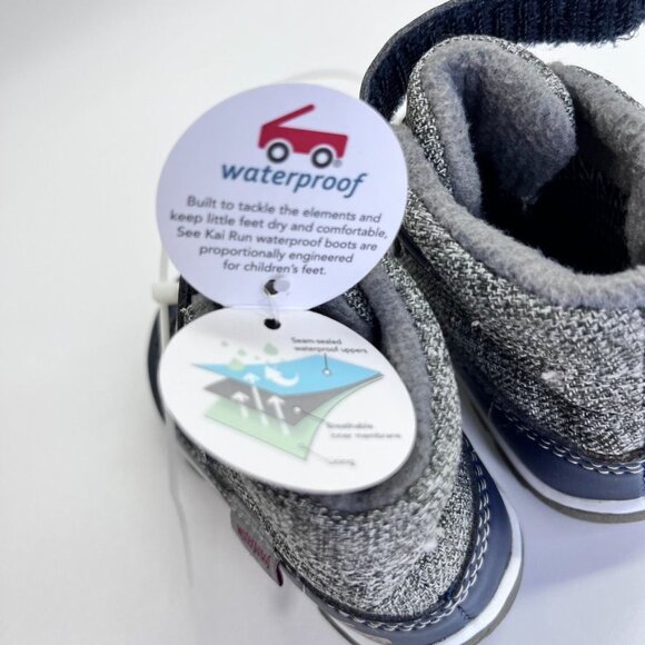 See Kai Run Sam Waterproof Boots size 4 in Navy & Gray - Picture 9 of 14